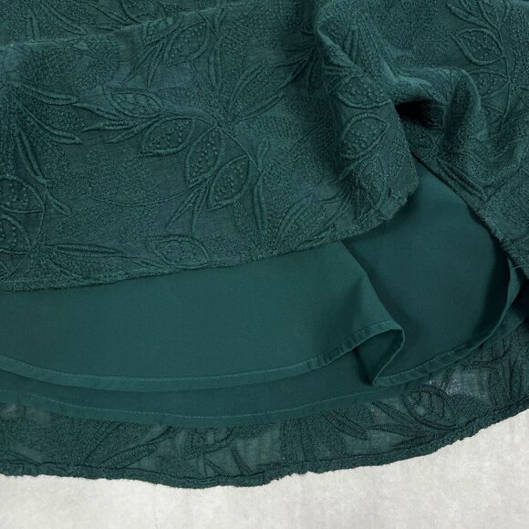 LOFT Emerald Green Floral Embroidered V-Neck Strappy Lined Cami Top Women Medium - Picture 8 of 11